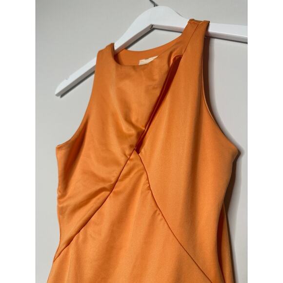 Size XS Cutout Stretch Bodysuit Bright Orange Date Night Party Boho Vacation - Picture 4 of 10